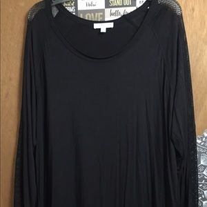 Long sleeve black shirt with mesh sleeves size 2X